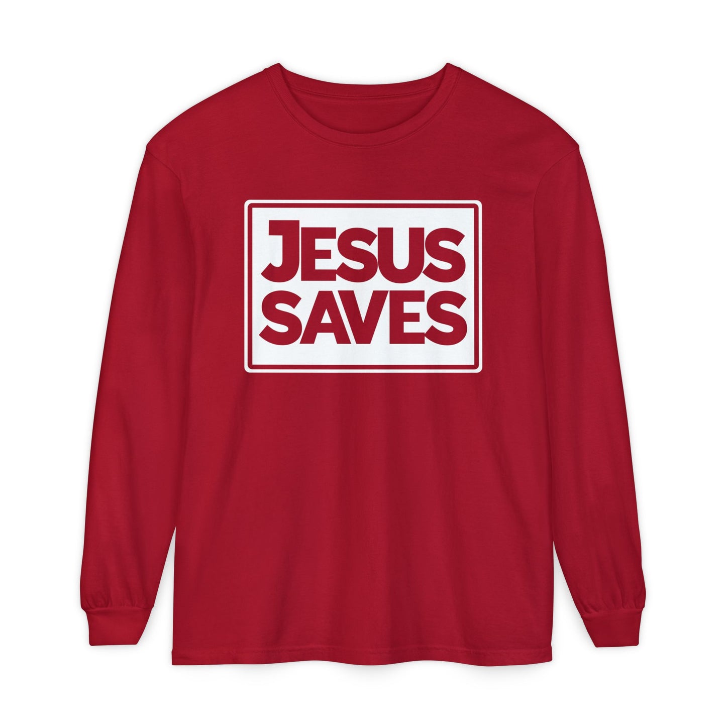 Jesus Saves Garment-dyed Long Sleeve T-Shirt