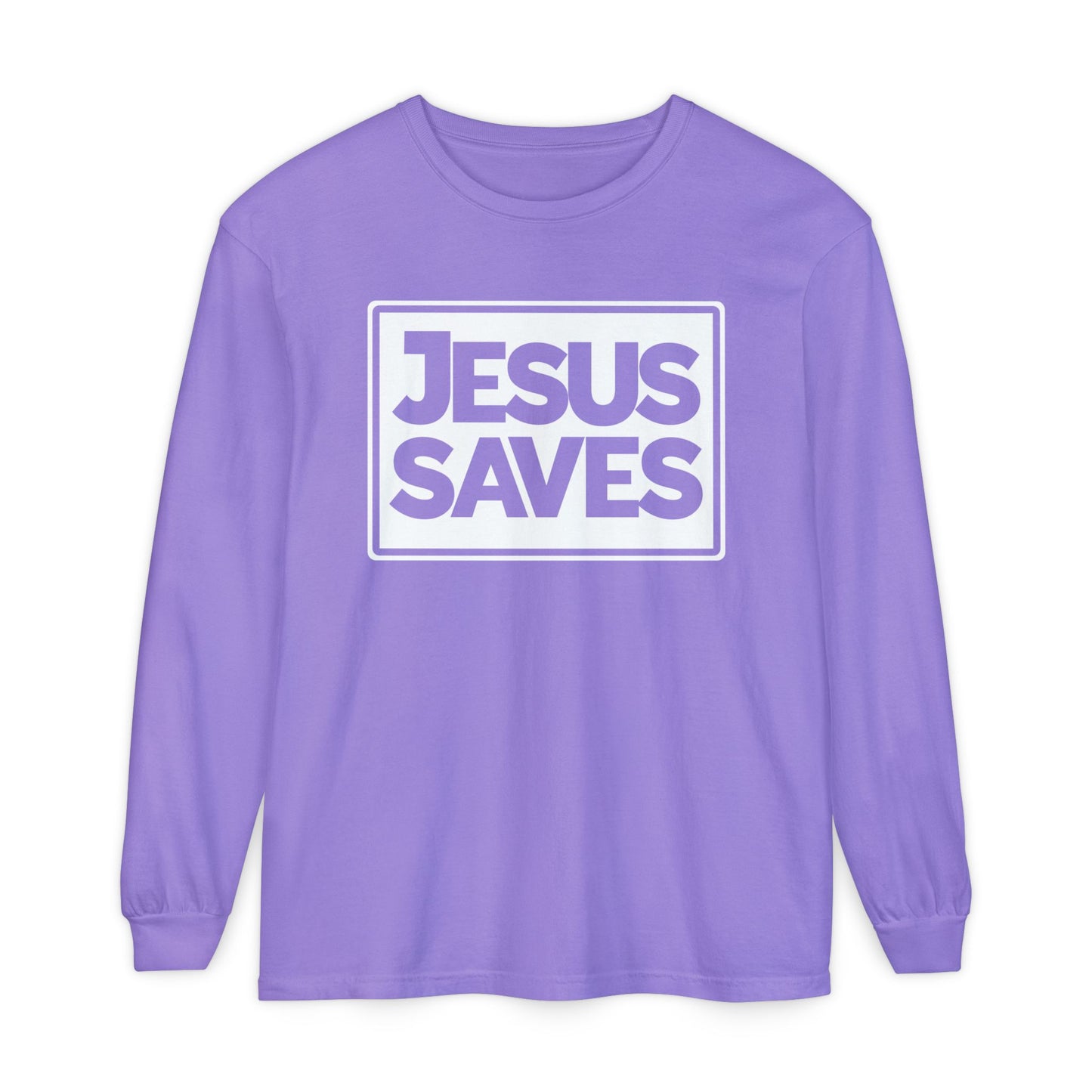 Jesus Saves Garment-dyed Long Sleeve T-Shirt