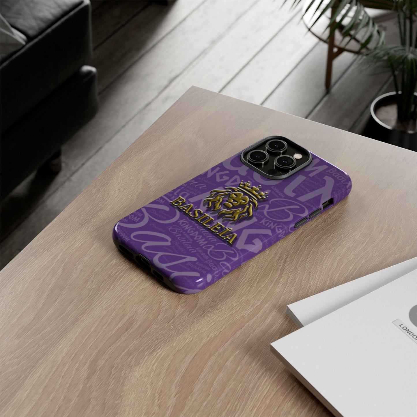 Kingdom of God "Basileía" iPhone Purple/Gold Tough Cases (including Pro, Plus, Pro Max, Mini, XR, XS series)
