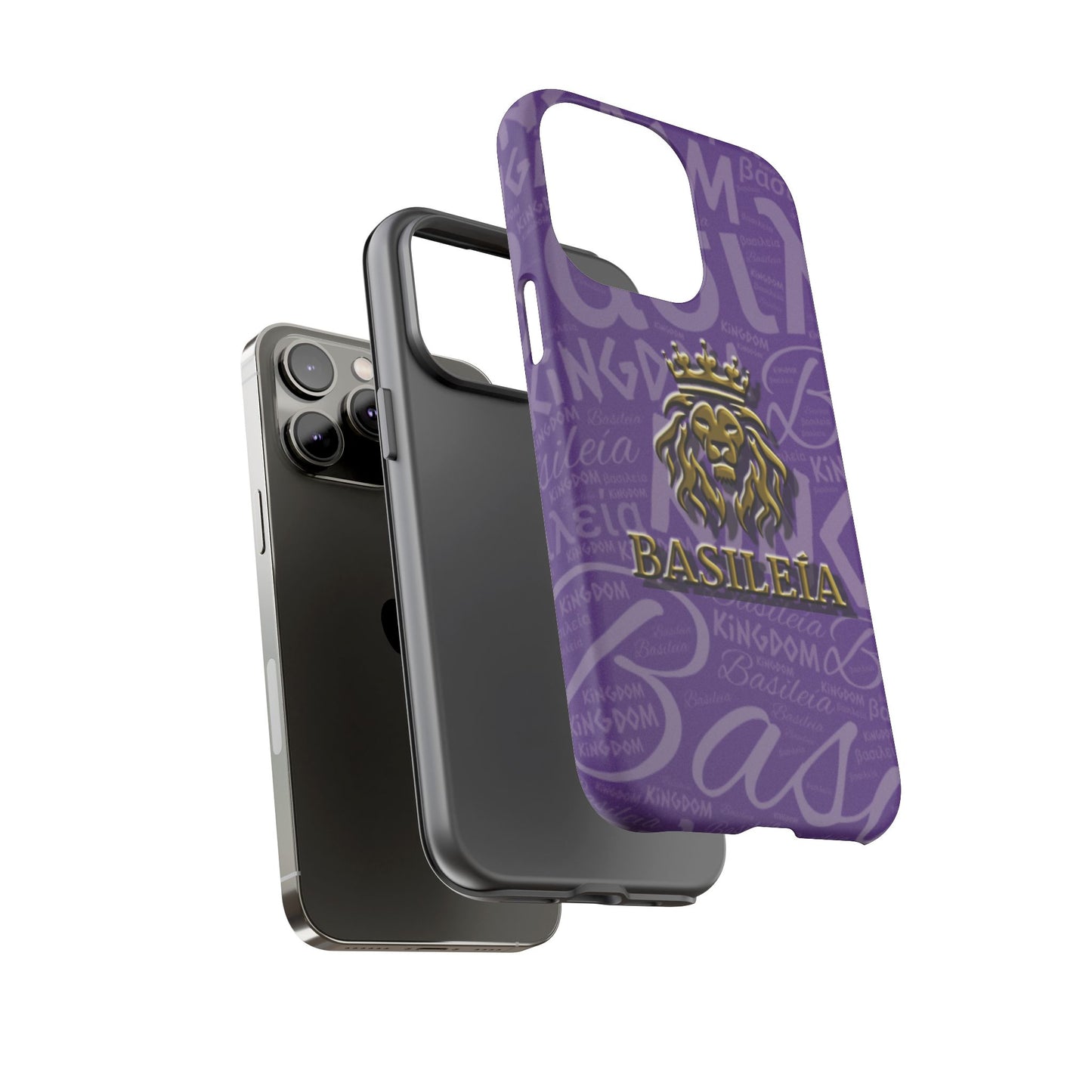 Kingdom of God "Basileía" iPhone Purple/Gold Tough Cases (including Pro, Plus, Pro Max, Mini, XR, XS series)