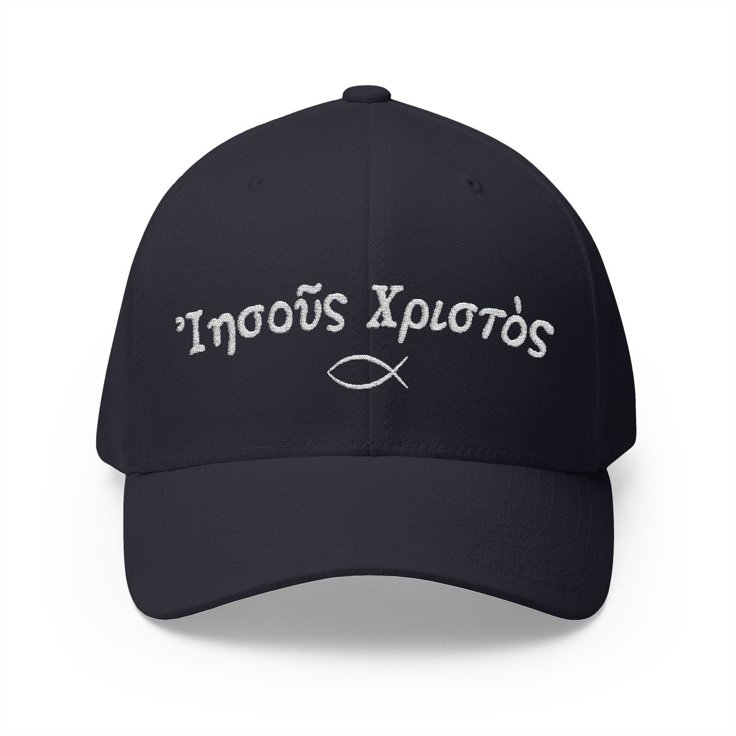 Jesus Christ (NT Greek) Closed-Back Structured Embroidered Cap