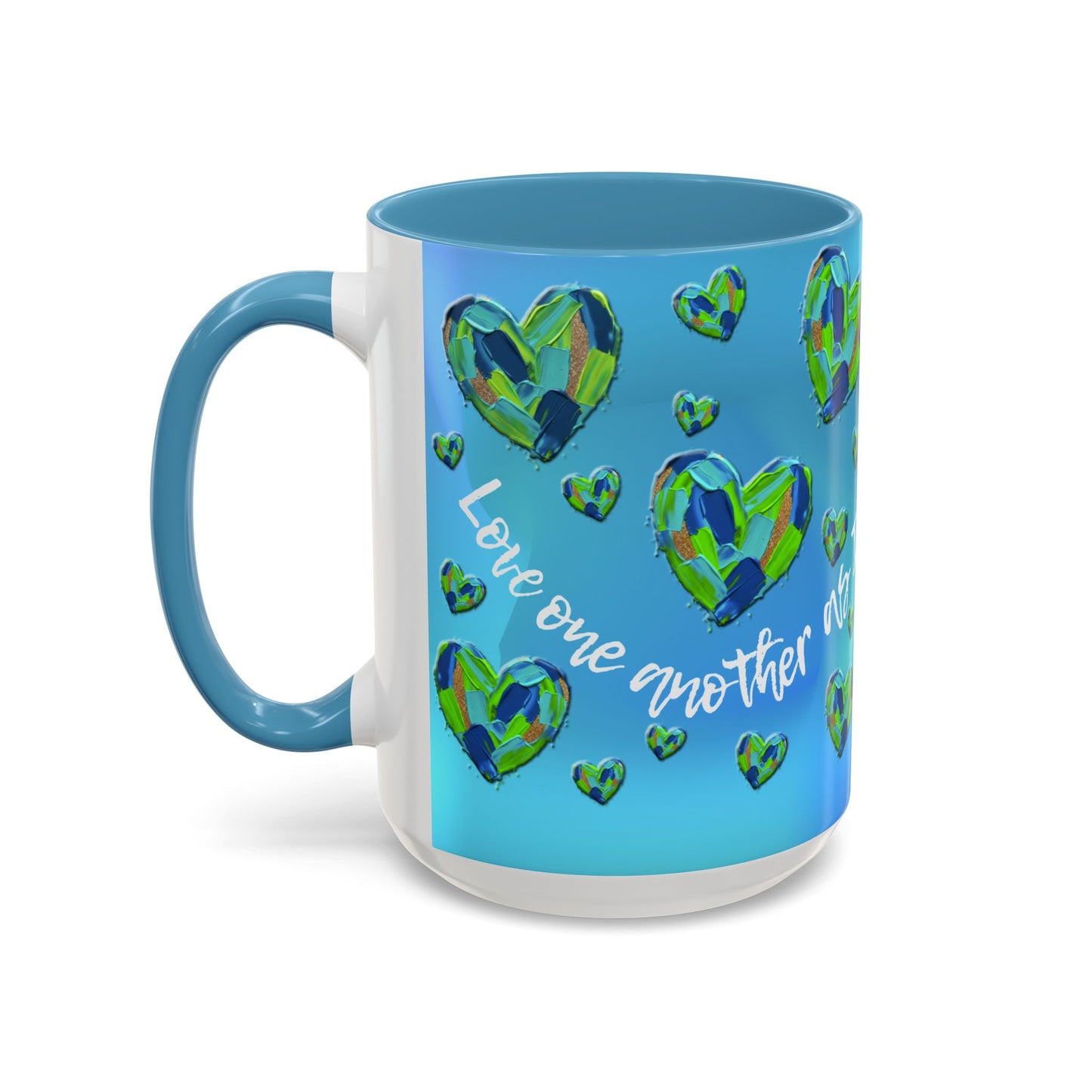 Blue Hearts/John 15:12 Coffee Mug (11, 15oz)