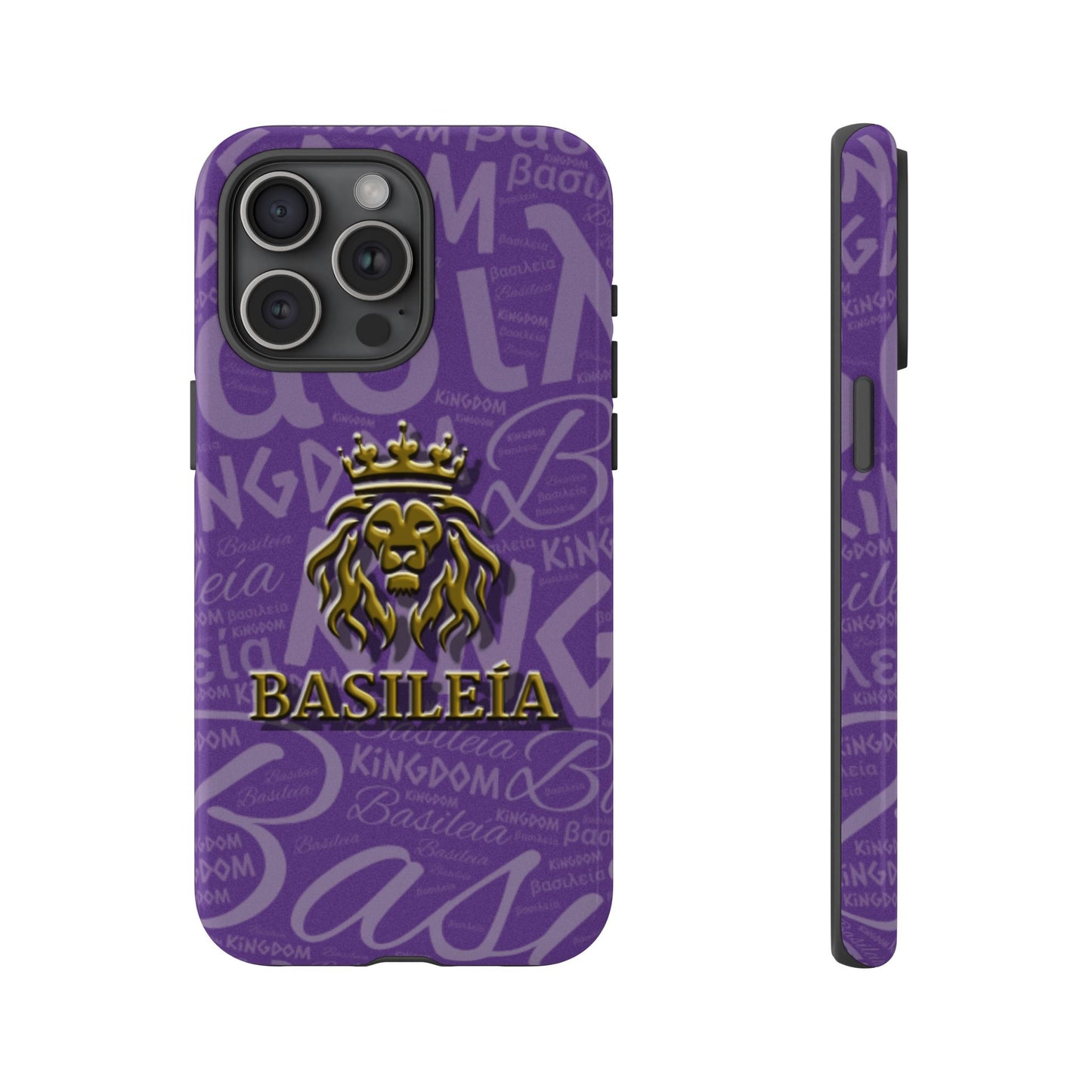 Kingdom of God "Basileía" iPhone Purple/Gold Tough Cases (including Pro, Plus, Pro Max, Mini, XR, XS series)