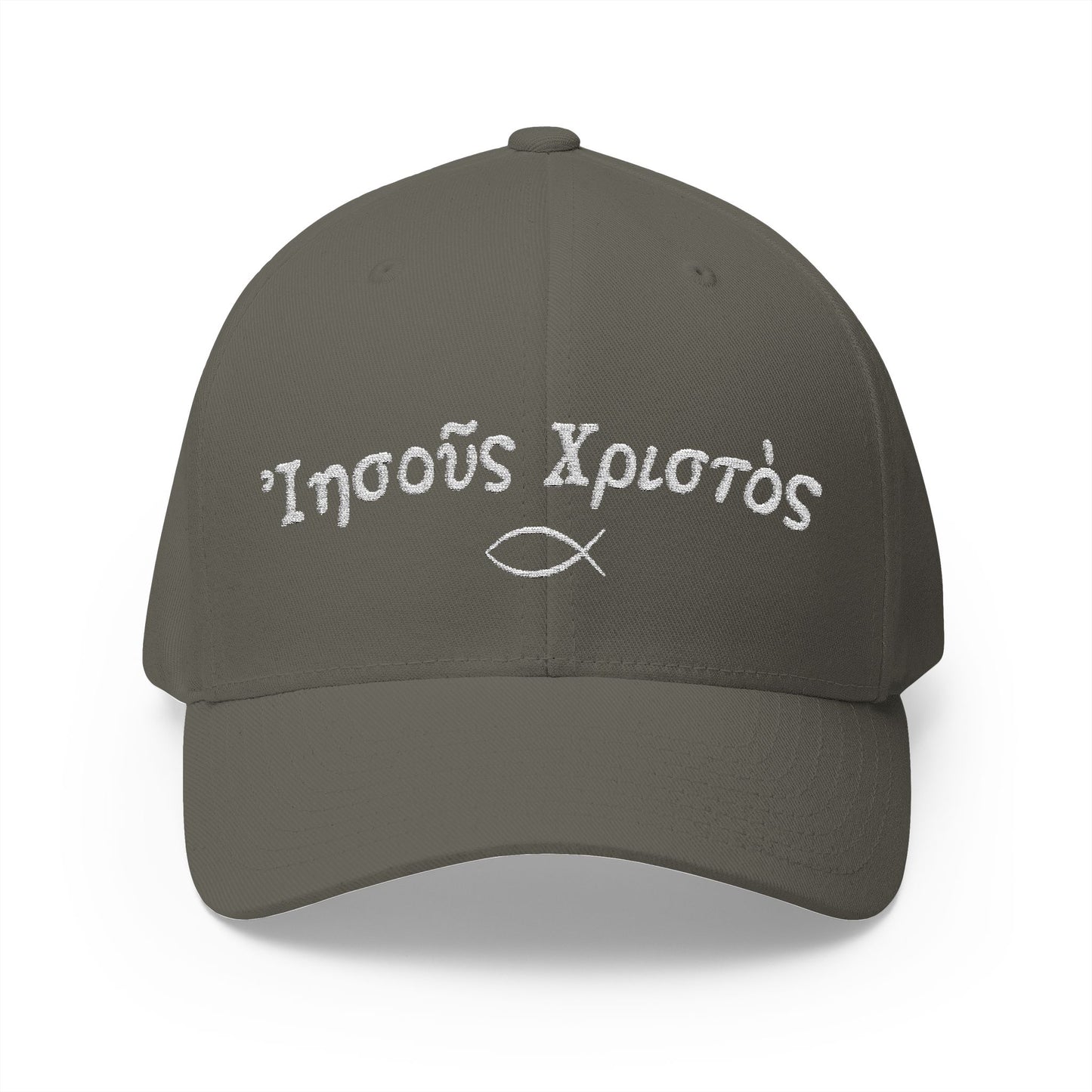 Jesus Christ (NT Greek) Closed-Back Structured Embroidered Cap
