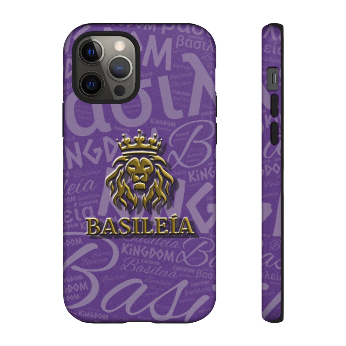 Kingdom of God "Basileía" iPhone Purple/Gold Tough Cases (including Pro, Plus, Pro Max, Mini, XR, XS series)