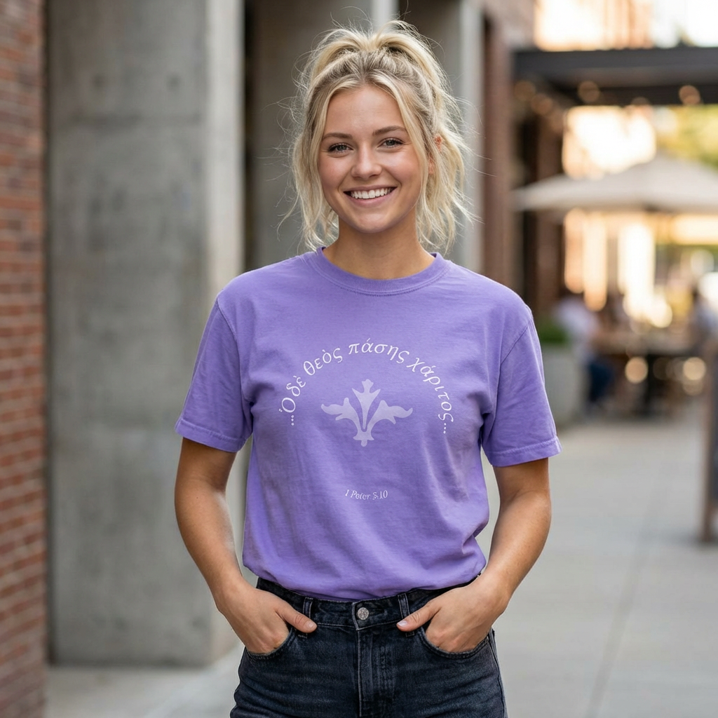 The God of All Grace (1 Peter 5:10/Greek)  Garment-Dyed T-shirt