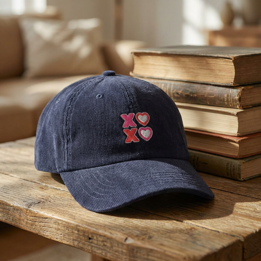 XOXO Hearts Embroidered Vintage Corduroy Cap