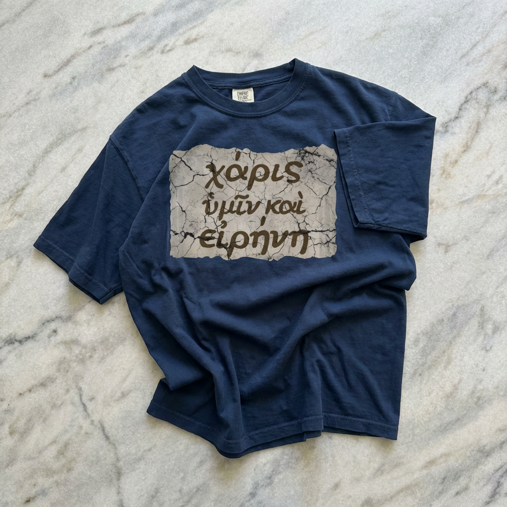 Grace and Peace to You (Biblical Greek) Garment-Dyed T-shirt