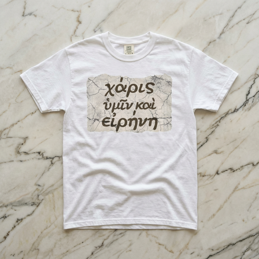 Grace and Peace to You (Biblical Greek) Garment-Dyed T-shirt