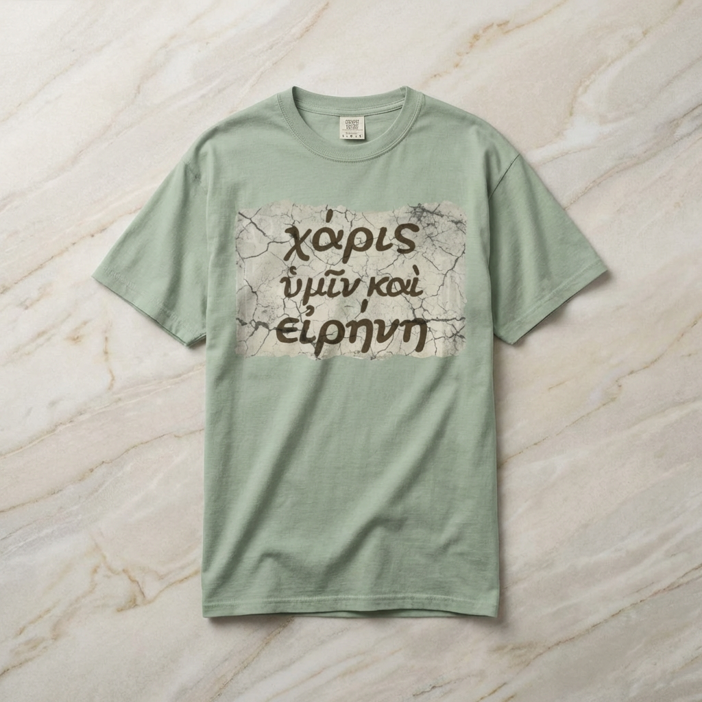 Grace and Peace to You (Biblical Greek) Garment-Dyed T-shirt