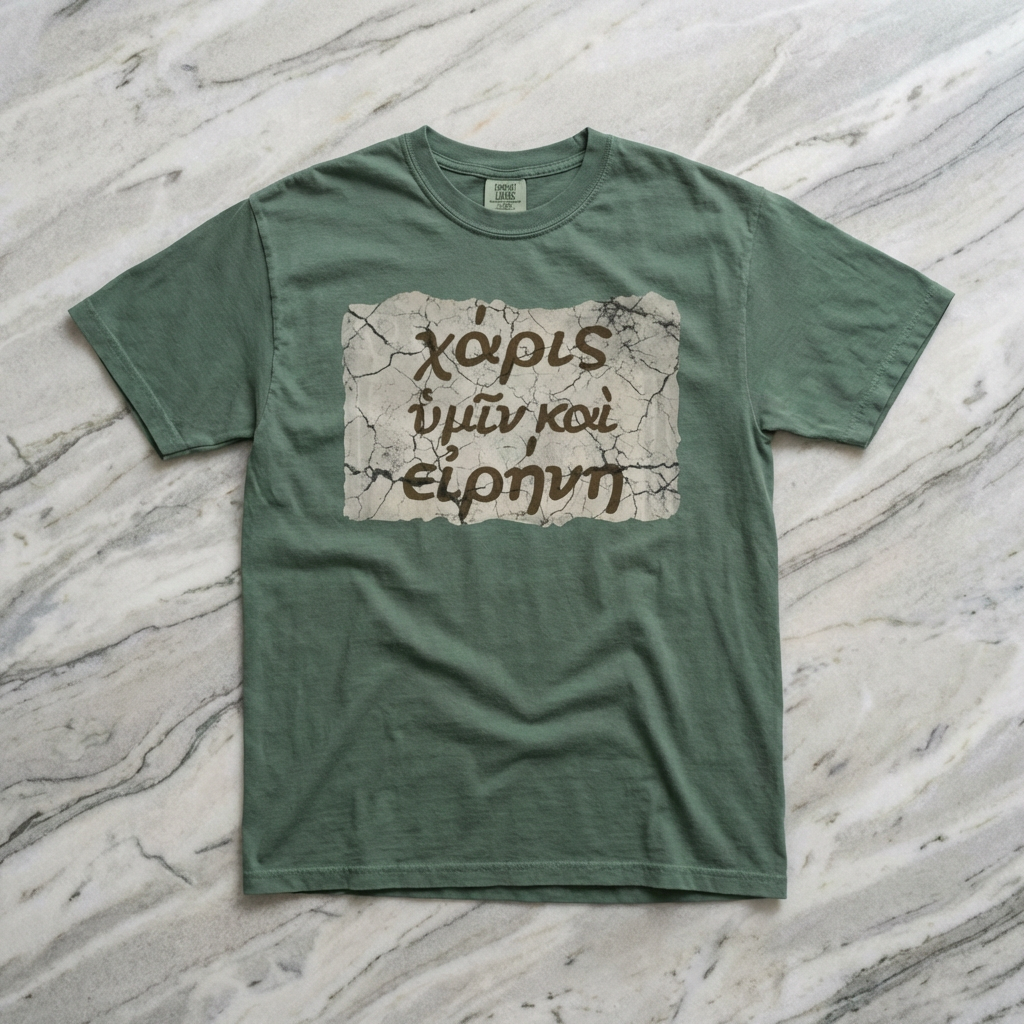 Grace and Peace to You (Biblical Greek) Garment-Dyed T-shirt