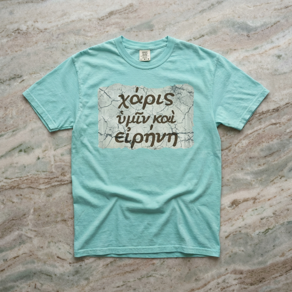 Grace and Peace to You (Biblical Greek) Garment-Dyed T-shirt