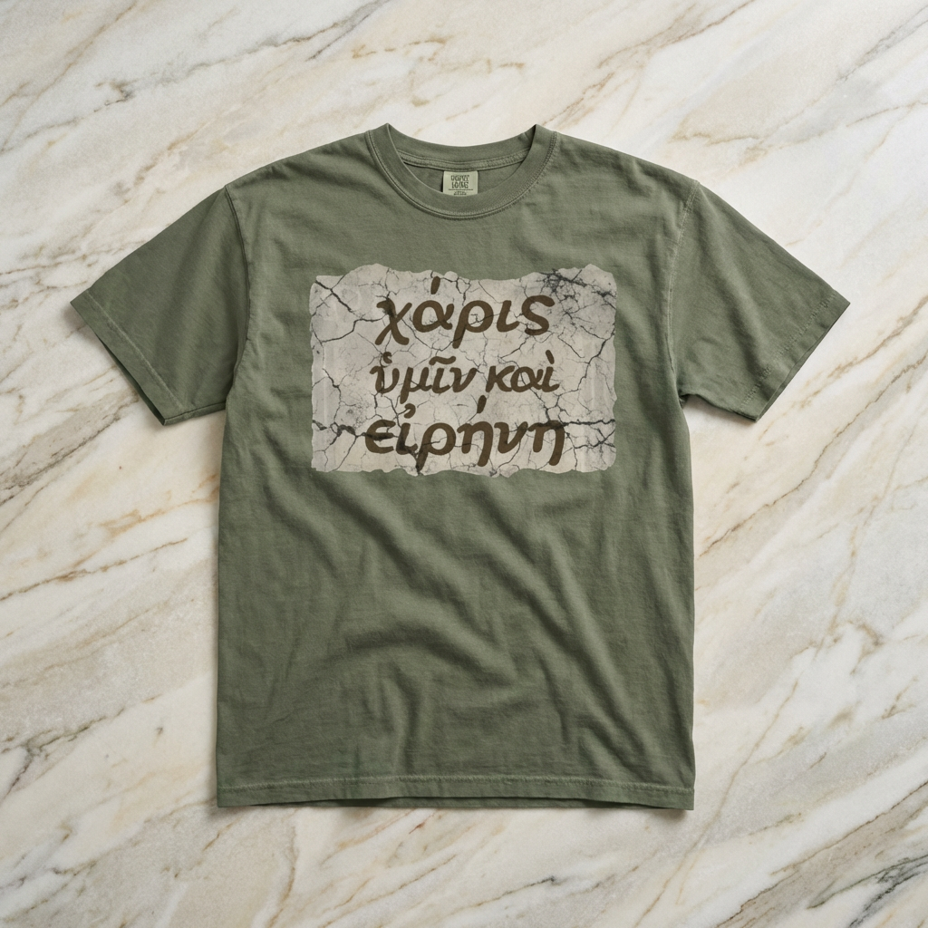 Grace and Peace to You (Biblical Greek) Garment-Dyed T-shirt