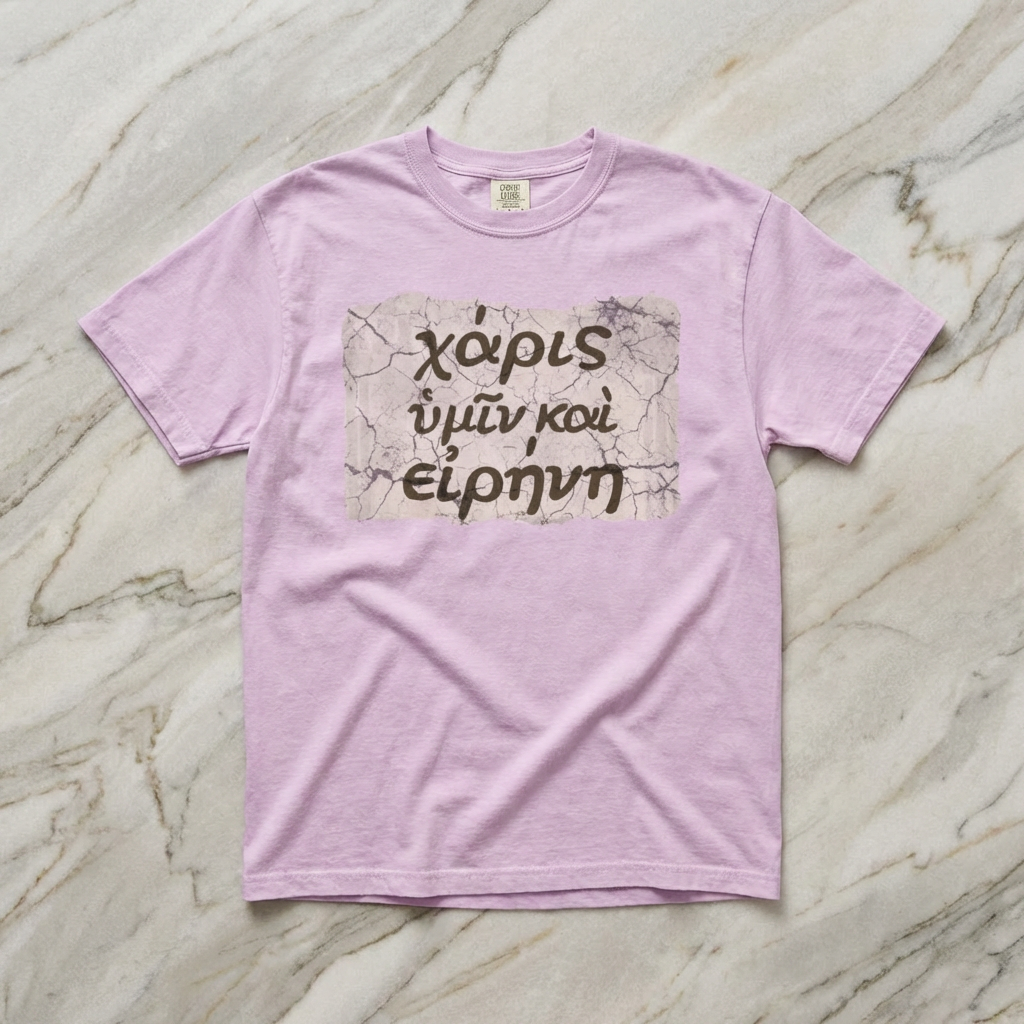 Grace and Peace to You (Biblical Greek) Garment-Dyed T-shirt