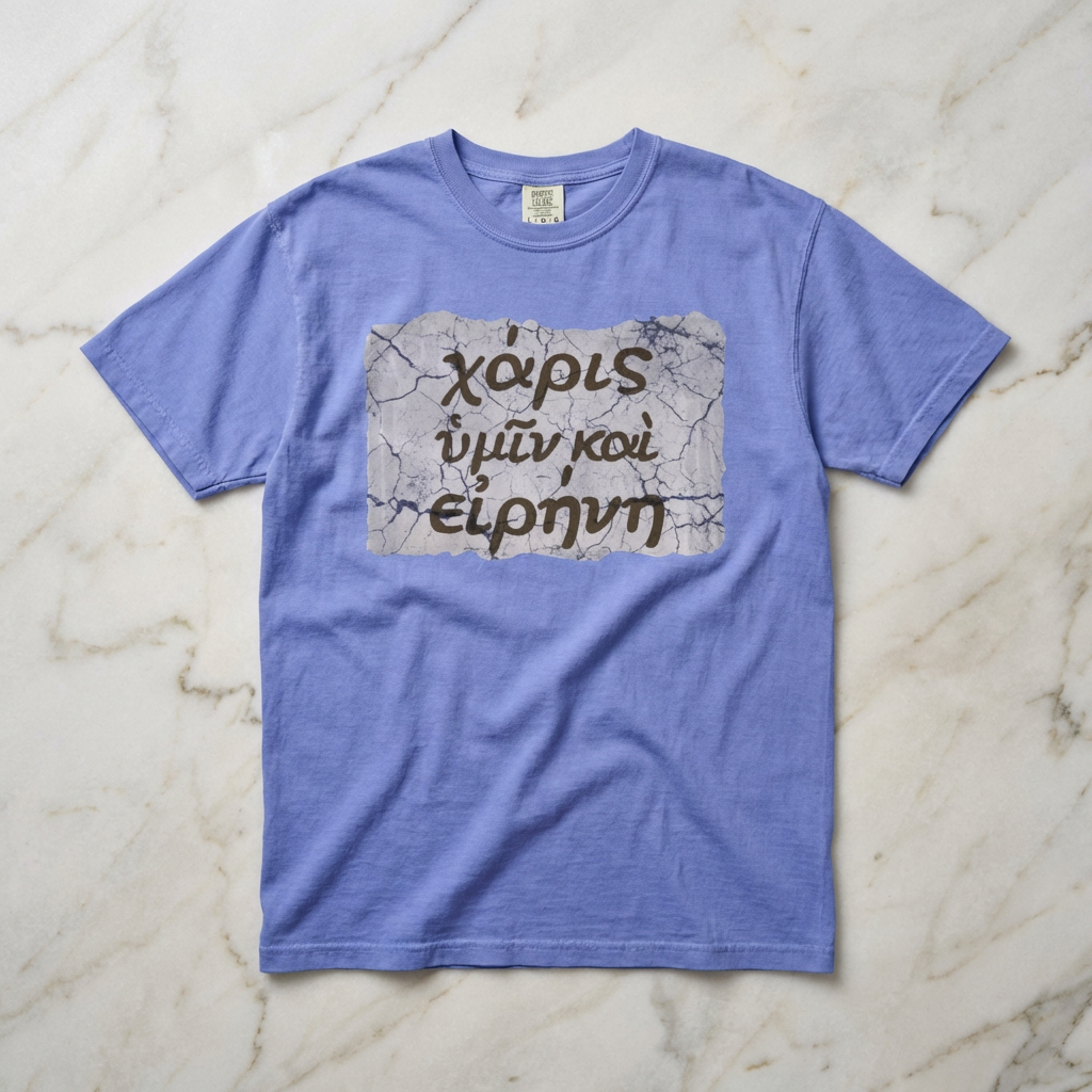 Grace and Peace to You (Biblical Greek) Garment-Dyed T-shirt