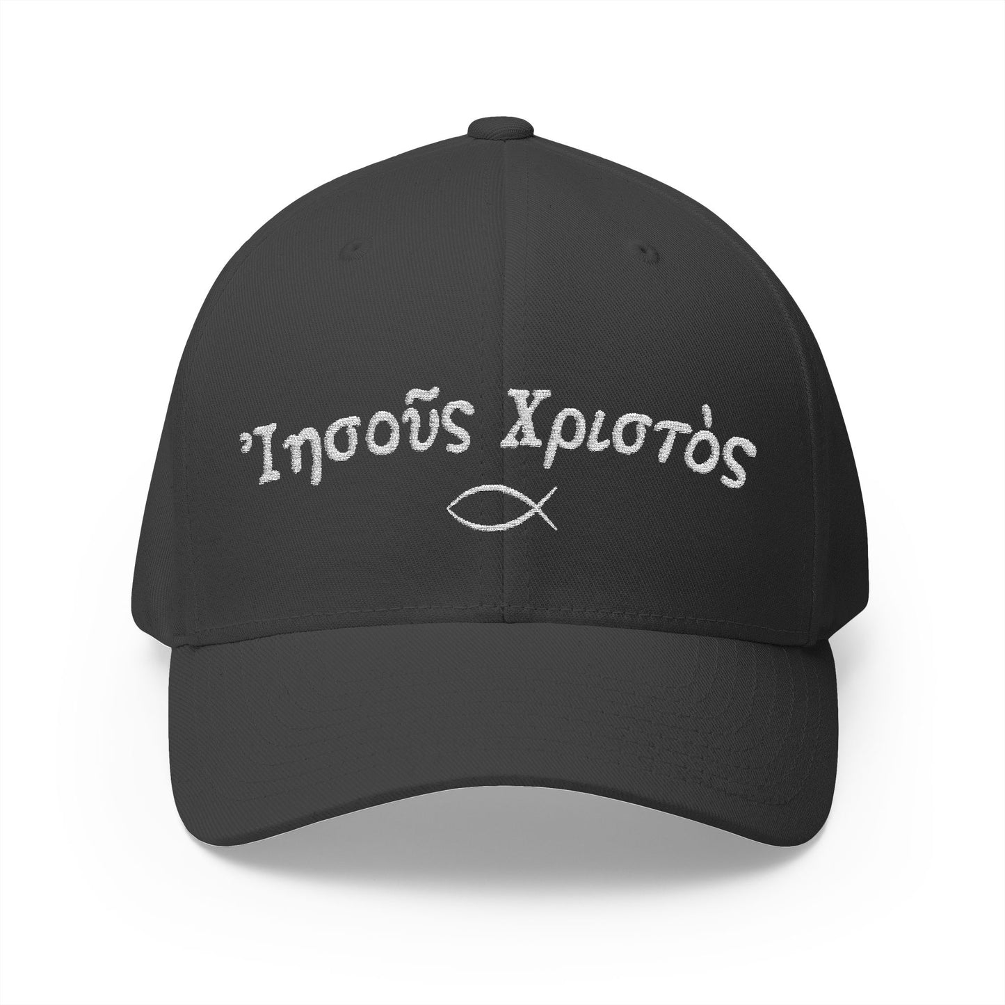 Jesus Christ (NT Greek) Closed-Back Structured Embroidered Cap