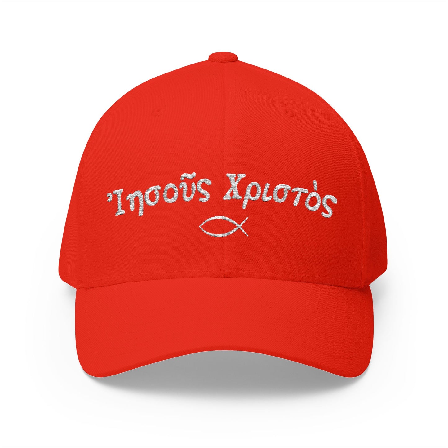 Jesus Christ (NT Greek) Closed-Back Structured Embroidered Cap