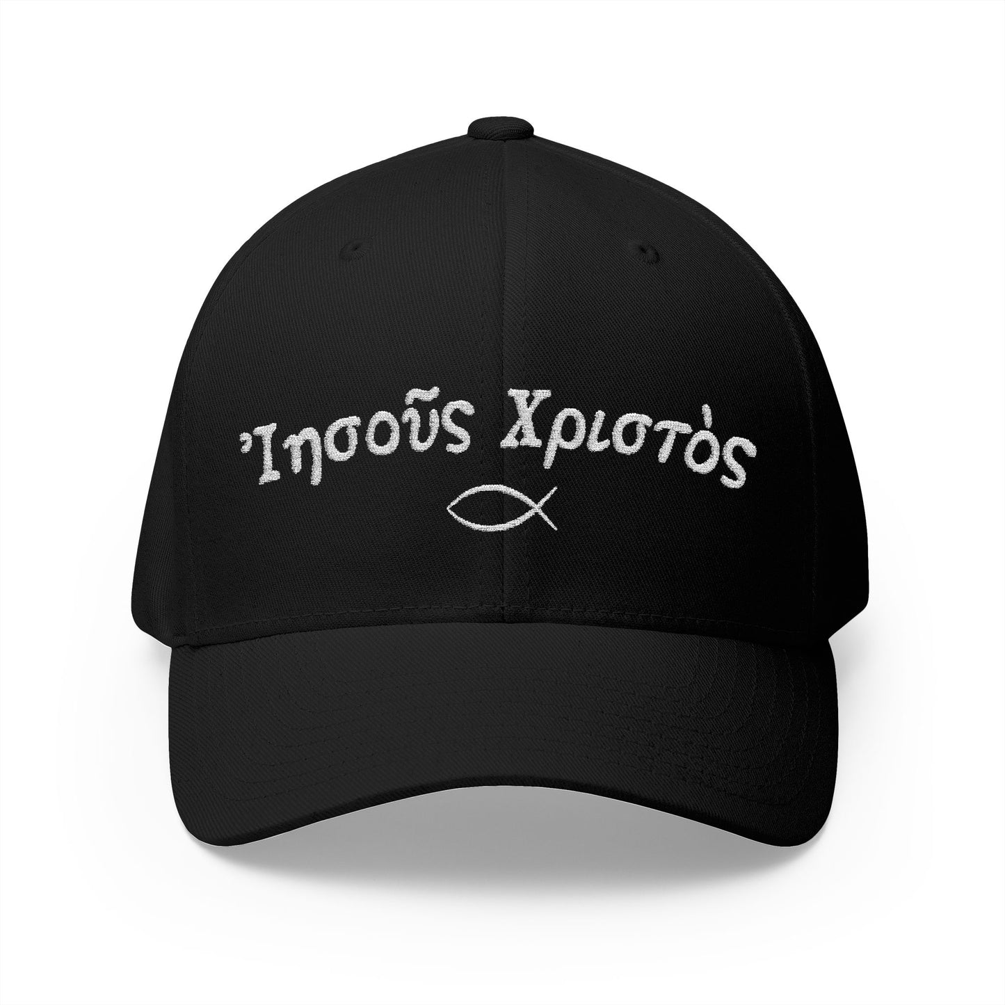 Jesus Christ (NT Greek) Closed-Back Structured Embroidered Cap