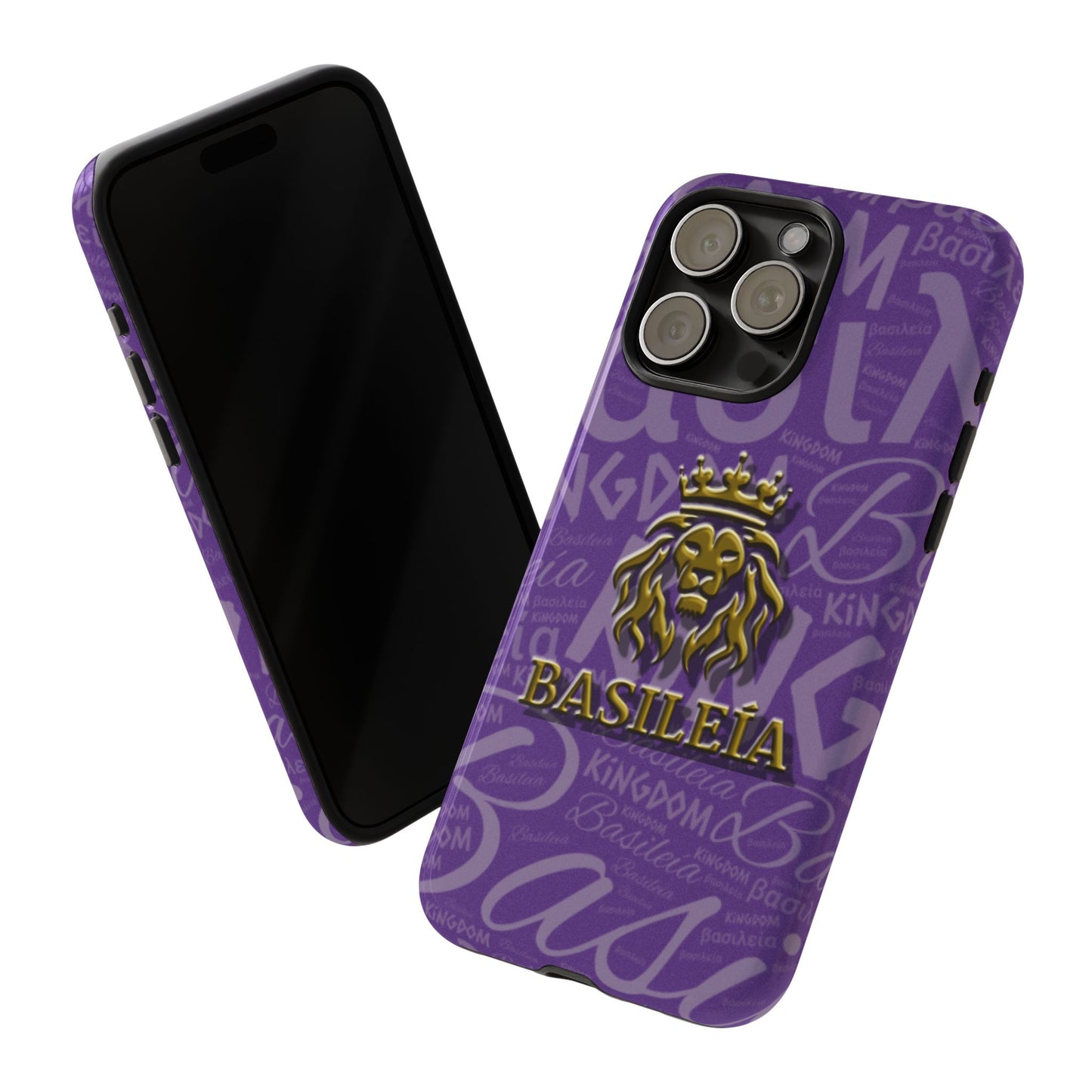 Kingdom of God "Basileía" iPhone Purple/Gold Tough Cases (including Pro, Plus, Pro Max, Mini, XR, XS series)